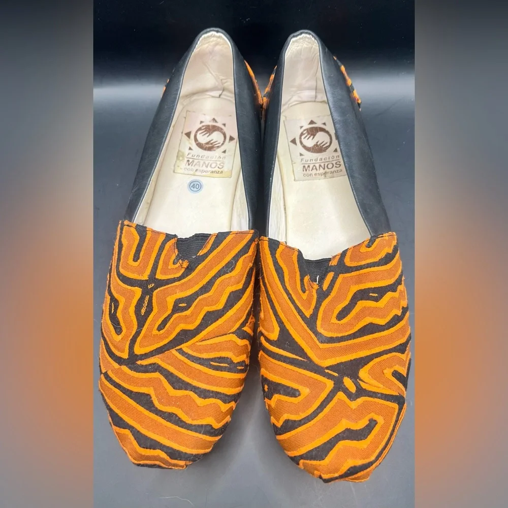 Fundacion‎ Manos - Orange/Black Patterned Women's Shoes-Size:40